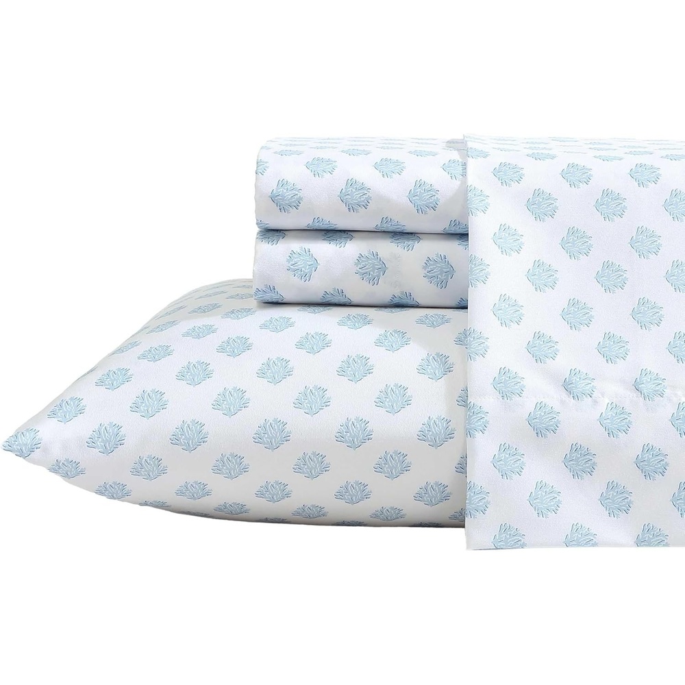 image:imageNautica Sheet Set Breathable amp Cooling Microfiber Bedding with Matching Pillowcase Deep Pocket Fully Elasticized Nantucket Lobster Ocean Breeze Blue TwinCoastal Coral Ocean Breeze Blue