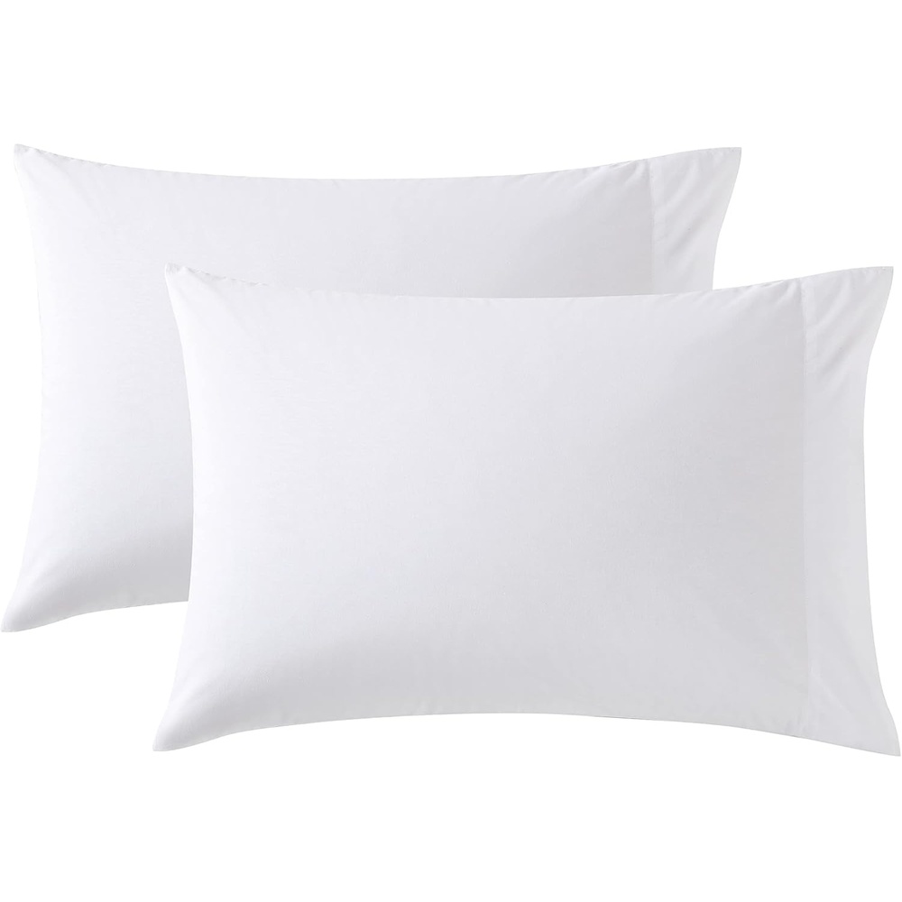 image:imageNautica  Standard Pillowcase Set Cotton Percale Bedding Casual Home Decor Coleridge Stripe Charcoal 2 PieceSolid White