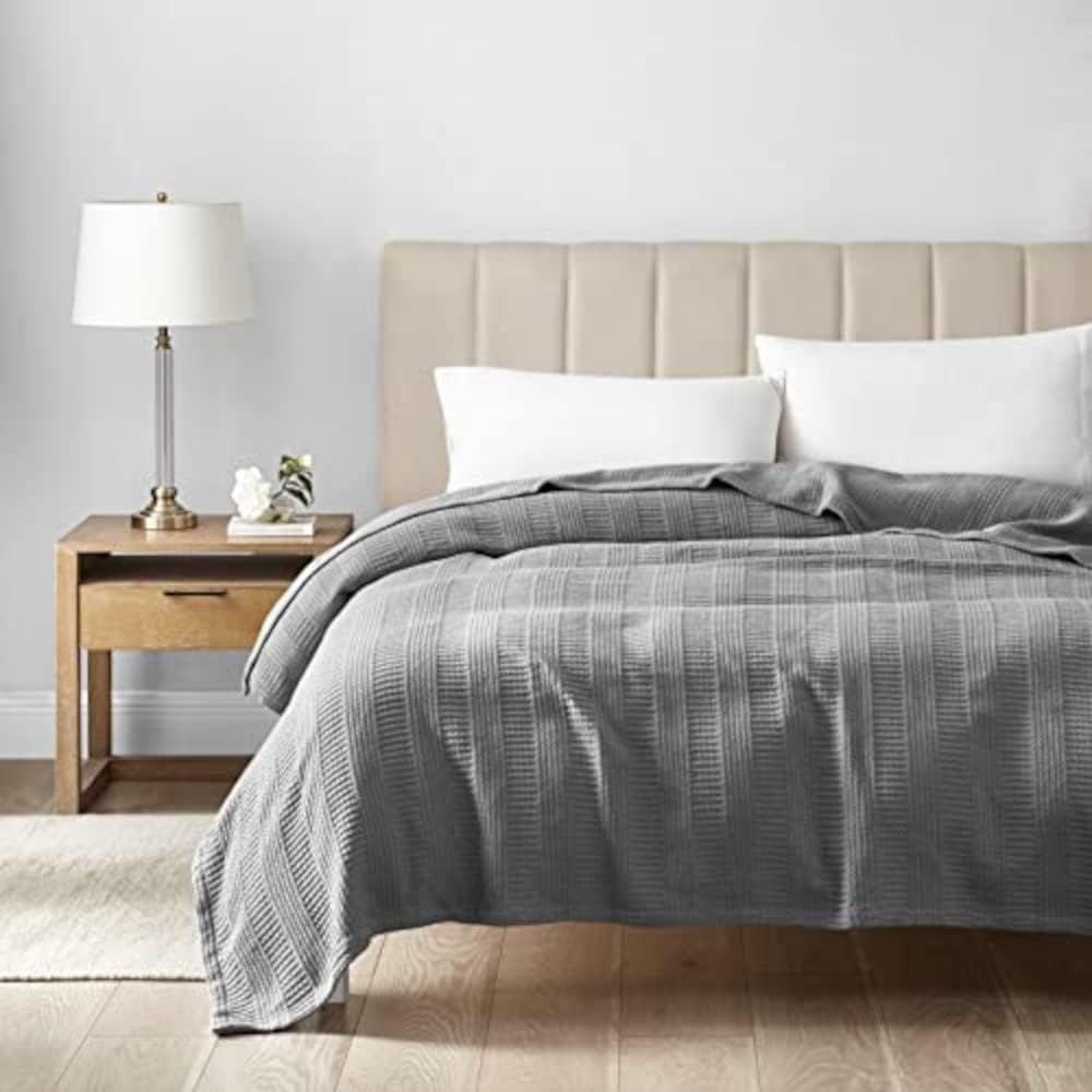 image:imageNautica Twin Blanket Woven Textured Cotton Bedding Ideal for Bed or Couch Dorm Essentials OekoTex Certified Rope Stripe NavyGrey