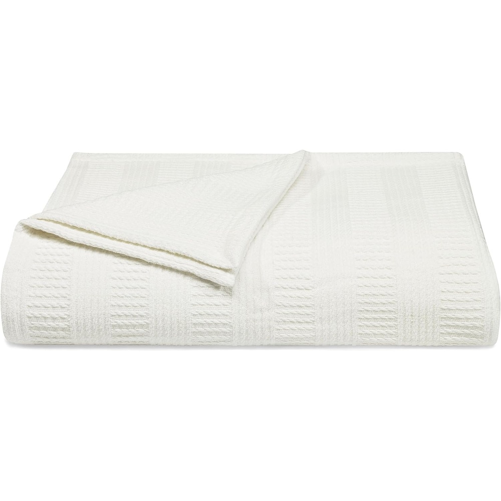 image:imageNautica Twin Blanket Woven Textured Cotton Bedding Ideal for Bed or Couch Dorm Essentials OekoTex Certified Rope Stripe NavyWhite