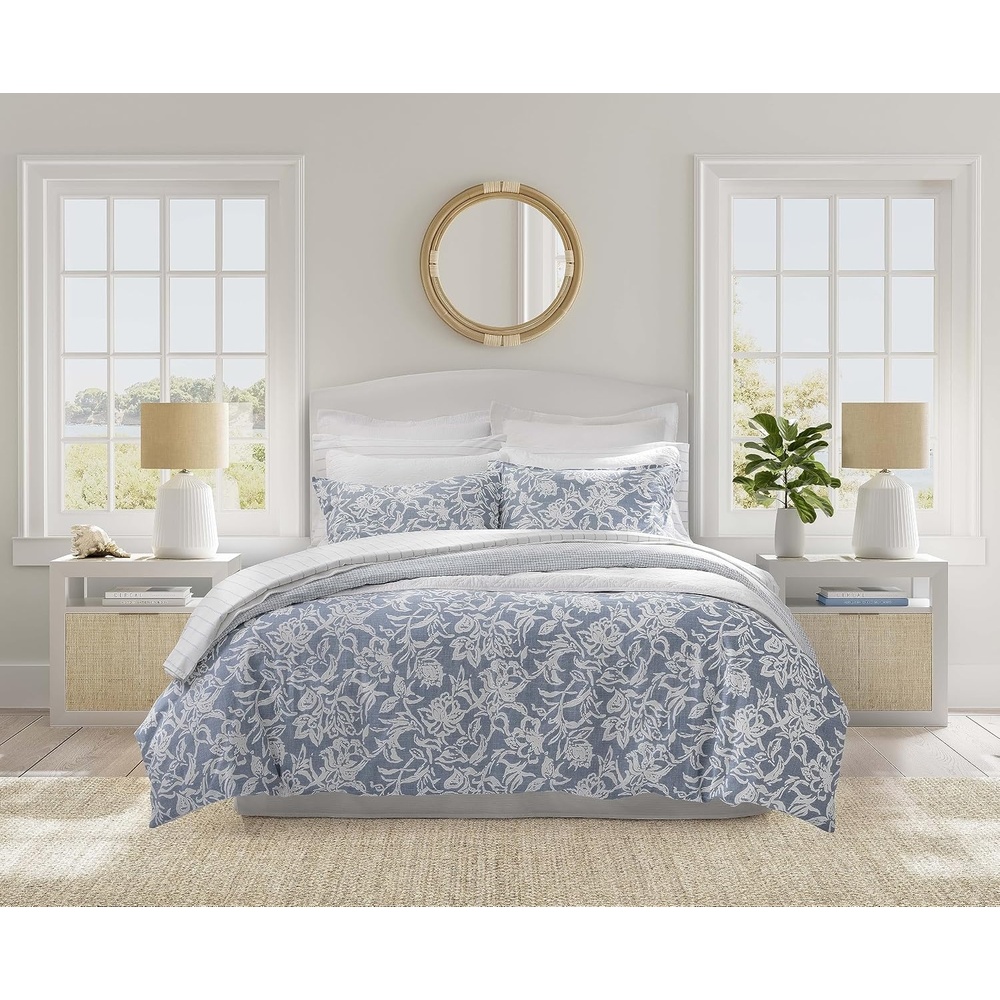 image:imageNautica Twin Comforter Set Reversible Bedding with Matching Sham Floral Room Decor College Dorm Room Essentials Tortola BlueTortola Blue