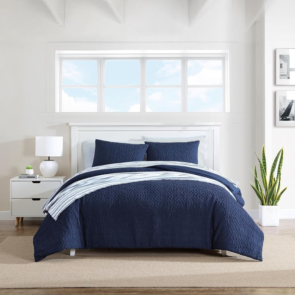 image:imageNautica  Twin Comforter Set Soft amp Cozy Microfiber Bedding with Matching Sham All Season Bedding Set OekoTex Certified Point Harbor Navy TwinPoint Harbor Navy