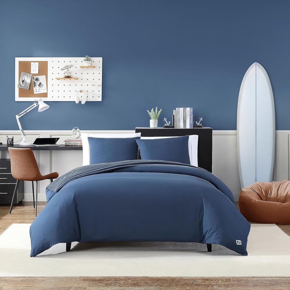 image:imageNautica Twin Duvet Cover Set Soft Reversible Microfiber Bedding with Matching Sham Solid Home Decor for All Seasons Longdale Navy TwinLongdale Navy