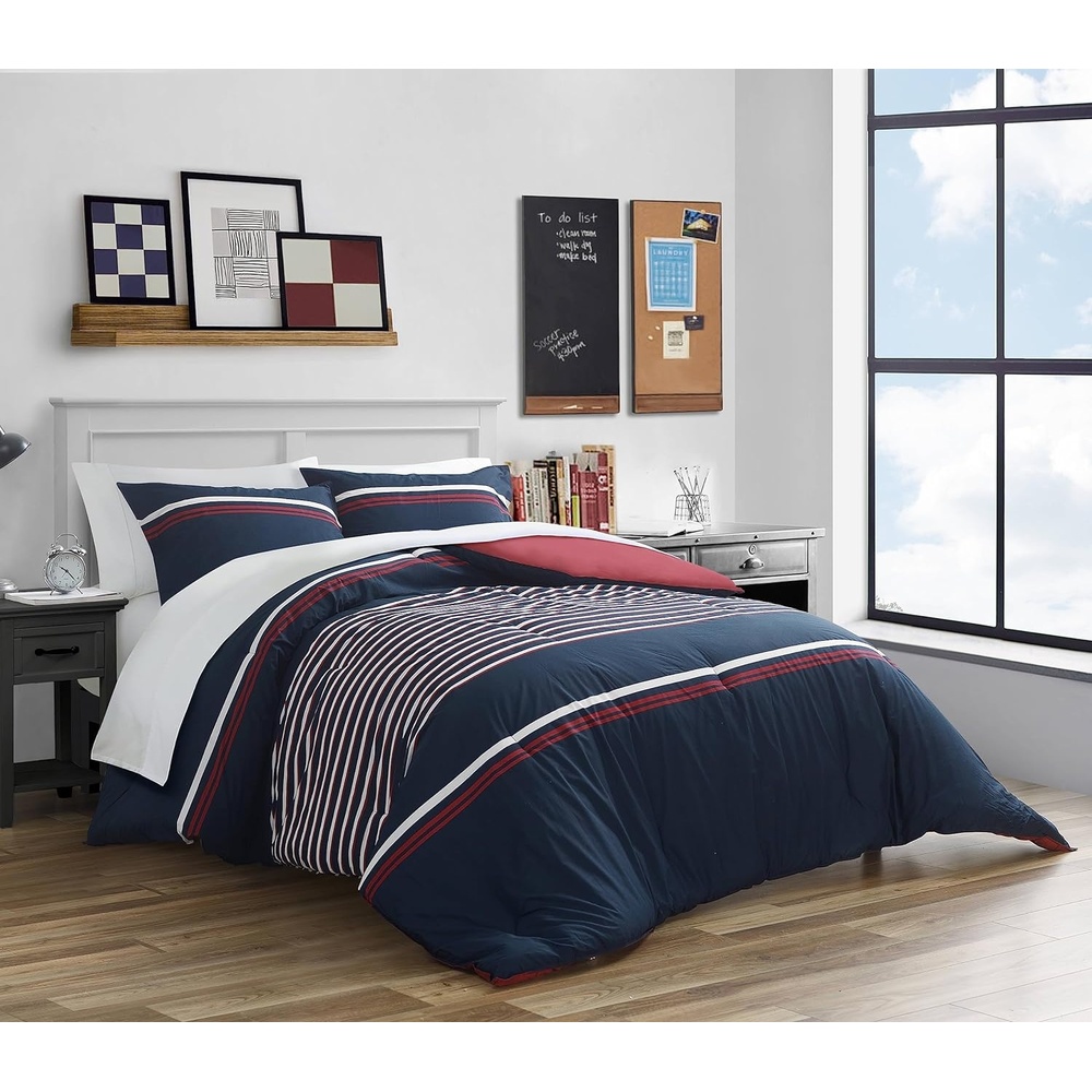 image:imageNautica  Twin Duvet Cover Set Soft Woven Cotton Bedding with a Breathable amp MediumWeight Feel 2Piece Bed Set with Matching Pillowcase Mineola NavyKing