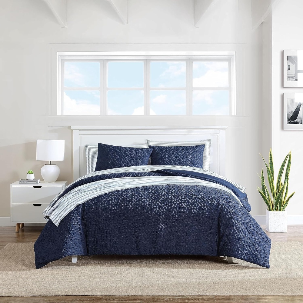 image:imageNautica Twin Duvet Cover Set Soft amp Cozy Microfiber Bedding with Matching Sham All Season Home Decor Point Harbor Navy TwinPoint Harbor Navy
