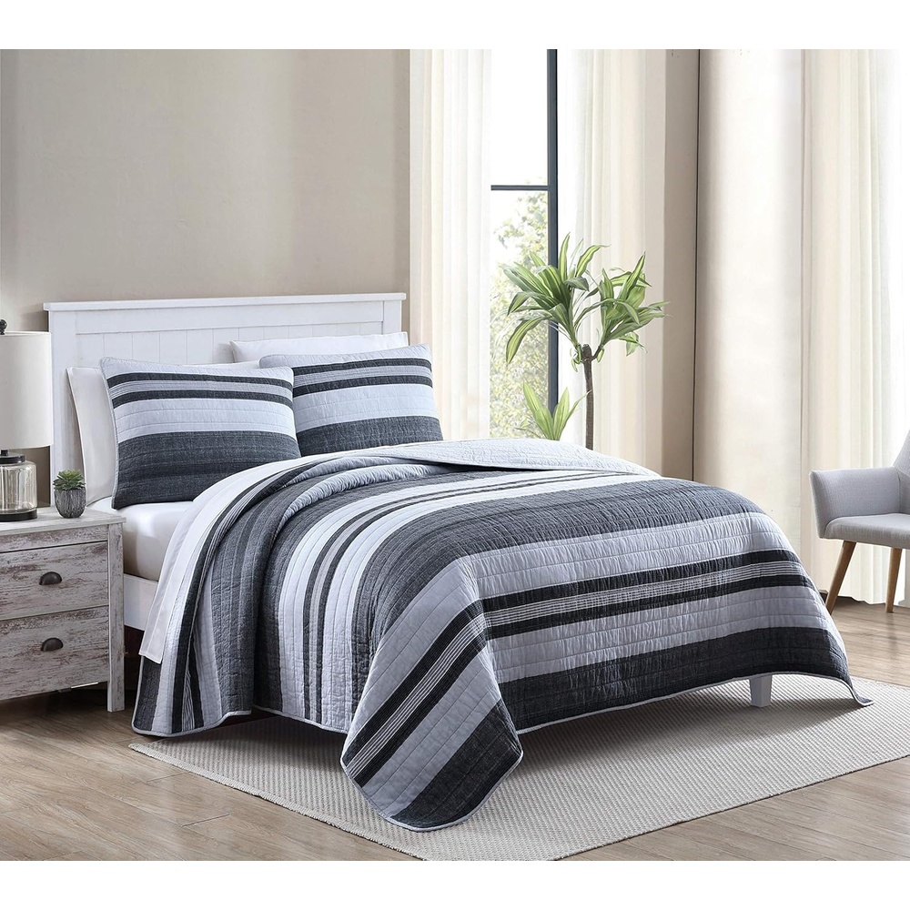 image:imageNautica Twin Quilt Set Cotton Reversible Bedding Cozy Home Decor amp Dorm Room Essentials Ardmoore Grey TwinTwin