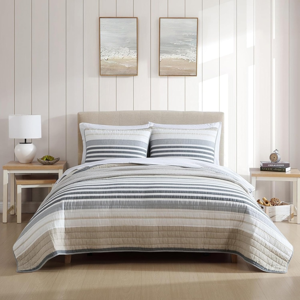 image:imageNautica Twin Quilt Set Reversible Cotton Bedding with Matching Sham Modern Bedding Set for All Seasons Dover Beige TwinDover Beige