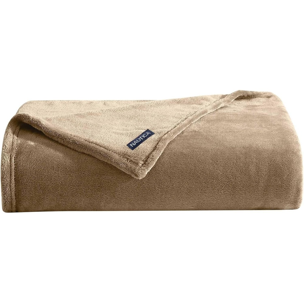image:imageNautica Twin Size Blanket UltraSoft Plush Fleece for Bed or Couch Medium Weight Bedding for AllSeason Comfort BrownBrown