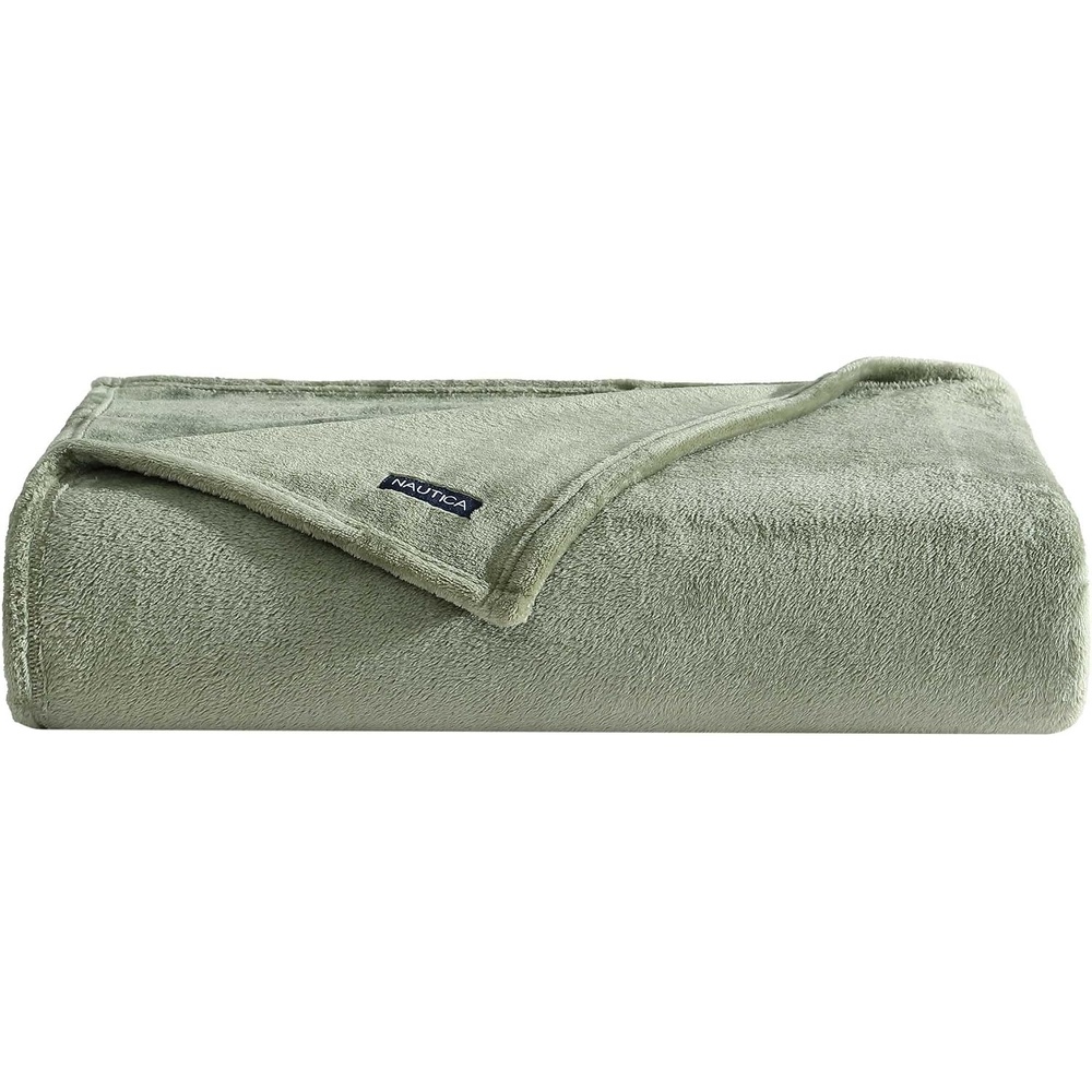 image:imageNautica Twin Size Blanket UltraSoft Plush Fleece for Bed or Couch Medium Weight Bedding for AllSeason Comfort BrownSolid Green