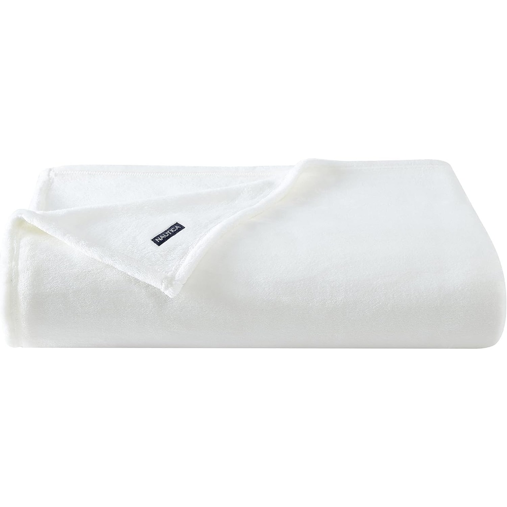image:imageNautica Twin Size Blanket UltraSoft Plush Fleece for Bed or Couch Medium Weight Bedding for AllSeason Comfort BrownSolid White