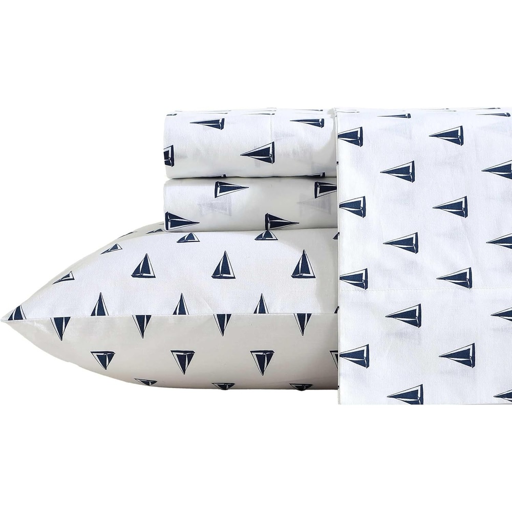 image:imageNautica Twin Size Sheet Set Crisp Cotton Percale Bedding with Matching Pillowcase Lightweight amp Breathable Bed Sheets Deep Pocket College Dorm Room Essentials Star Spangled BlueNavy