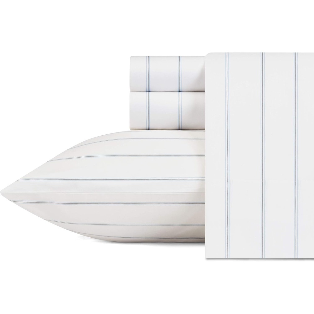 image:imageNautica Twin Size Sheet Set Crisp Cotton Percale Bedding with Matching Pillowcase Lightweight amp Breathable Bed Sheets Deep Pocket College Dorm Room Essentials Star Spangled BlueSkippers Island