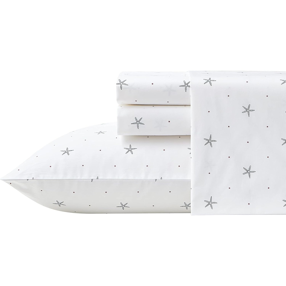 image:imageNautica Twin Size Sheet Set Crisp Cotton Percale Bedding with Matching Pillowcase Lightweight amp Breathable Bed Sheets Deep Pocket College Dorm Room Essentials Star Spangled BlueStar Spangled Coastal