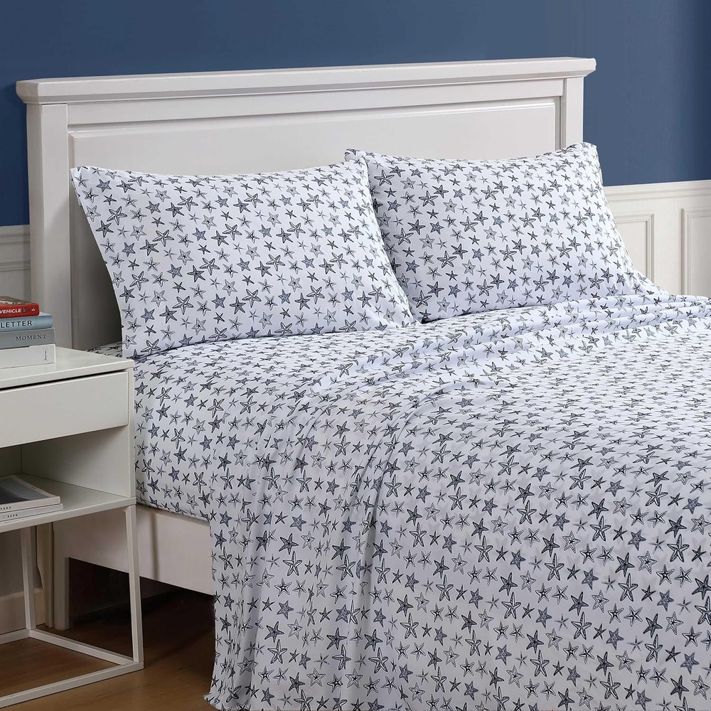 image:imageNautica Twin Size Sheet Set Crisp amp Cool Bedding with a Light and Breathable Feel 3 Piece Bed Sheets with Deep Pocket Fitted Sheet amp Matching Pillowcase Beasley Stripe GreenSaltwater Stars Blue