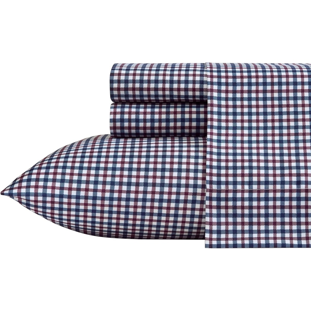 image:imageNautica  Twin Size Sheet Set Microfiber Bedding with Deep Pocket Fitted Sheet Bed Sheets with Matching Pillowcase Coxswain StripeHeritage Plaid Blue