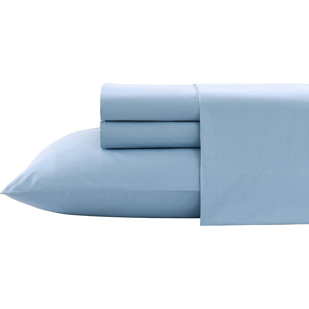image:imageNautica Twin XL Size Sheet Set Crisp Cotton Percale Bedding with Matching Pillowcase Lightweight amp Breathable Bed Sheets Deep Pocket College Dorm Room Essentials Captains BlueLake Blue