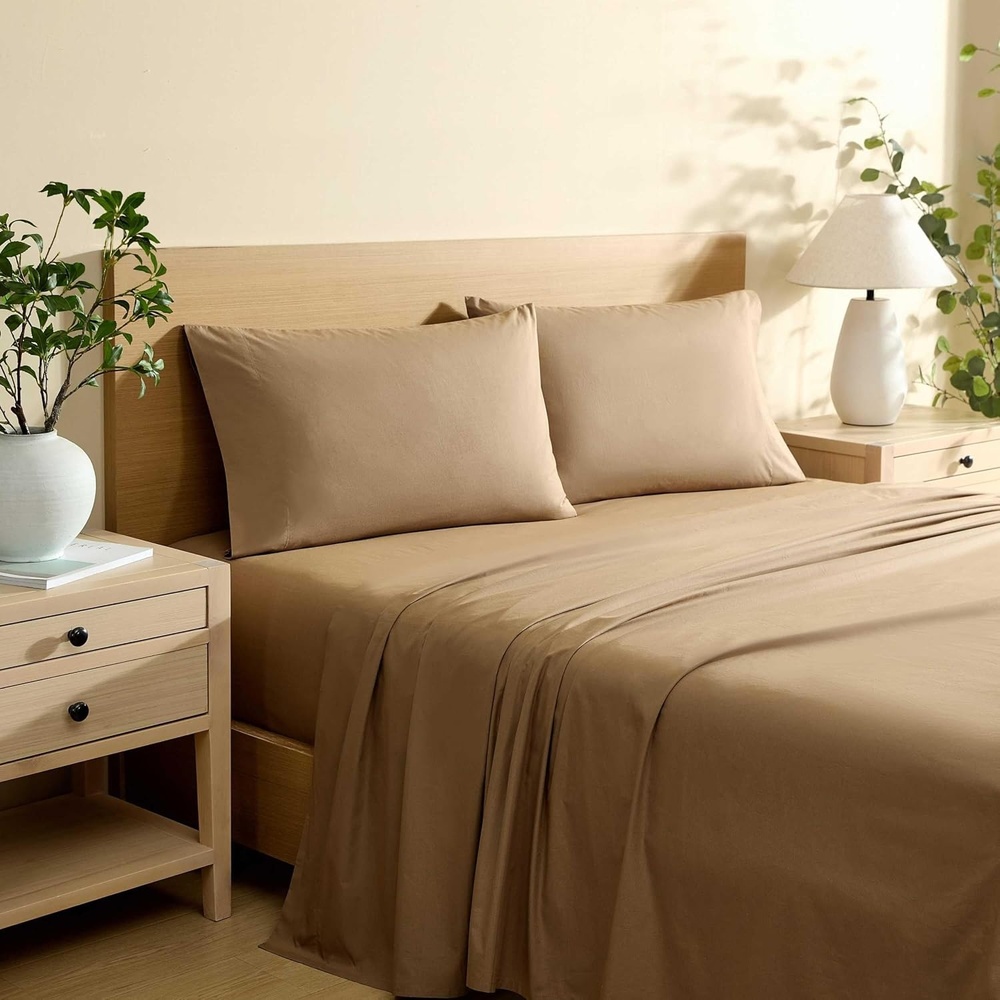 image:imageNautica Twin XL Size Sheet Set Crisp Cotton Percale Bedding with Matching Pillowcase Lightweight amp Breathable Bed Sheets Deep Pocket College Dorm Room Essentials Captains BlueBayview Brown