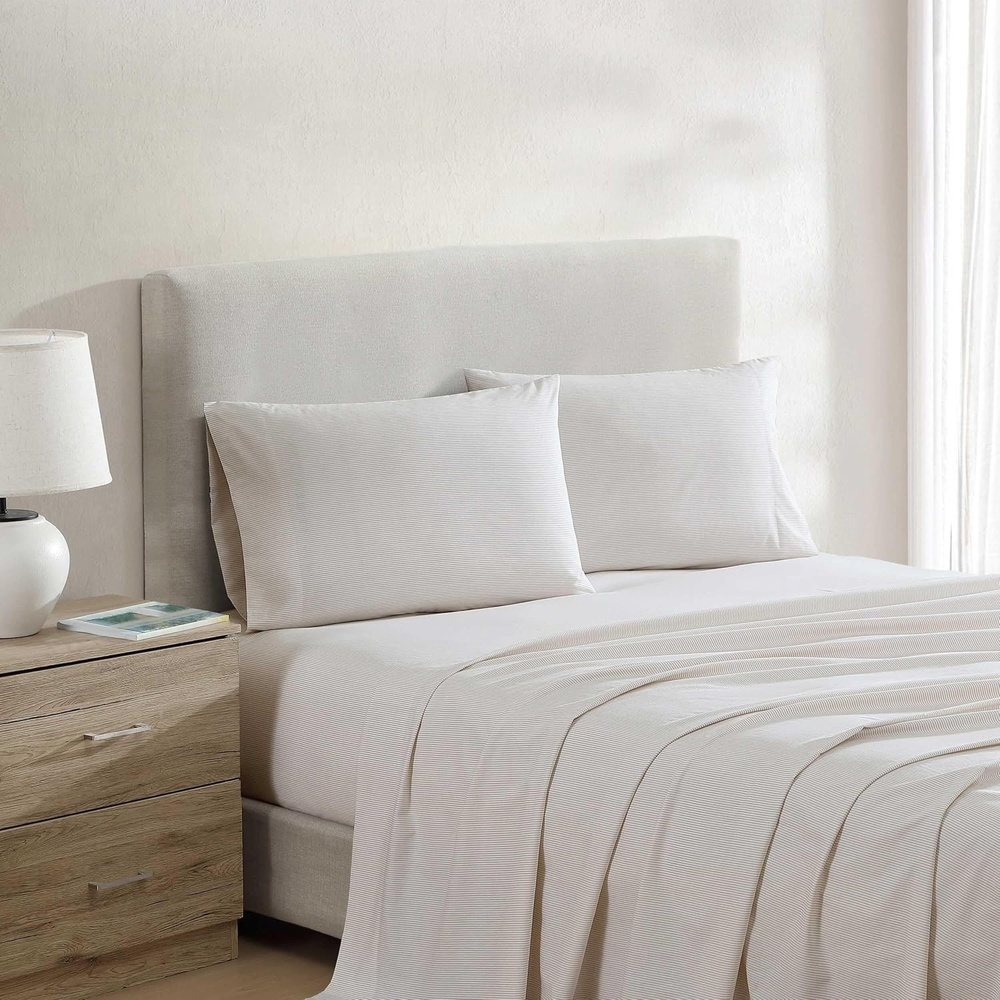 image:imageNautica Twin XL Size Sheets Set Crisp amp Tailored Floral Bedding with a Smooth Cotton Percale Bed Sheets with Matching Pillowcase amp Fitted Sheet Breezy Bloom BluePenny Pinstripe Brown
