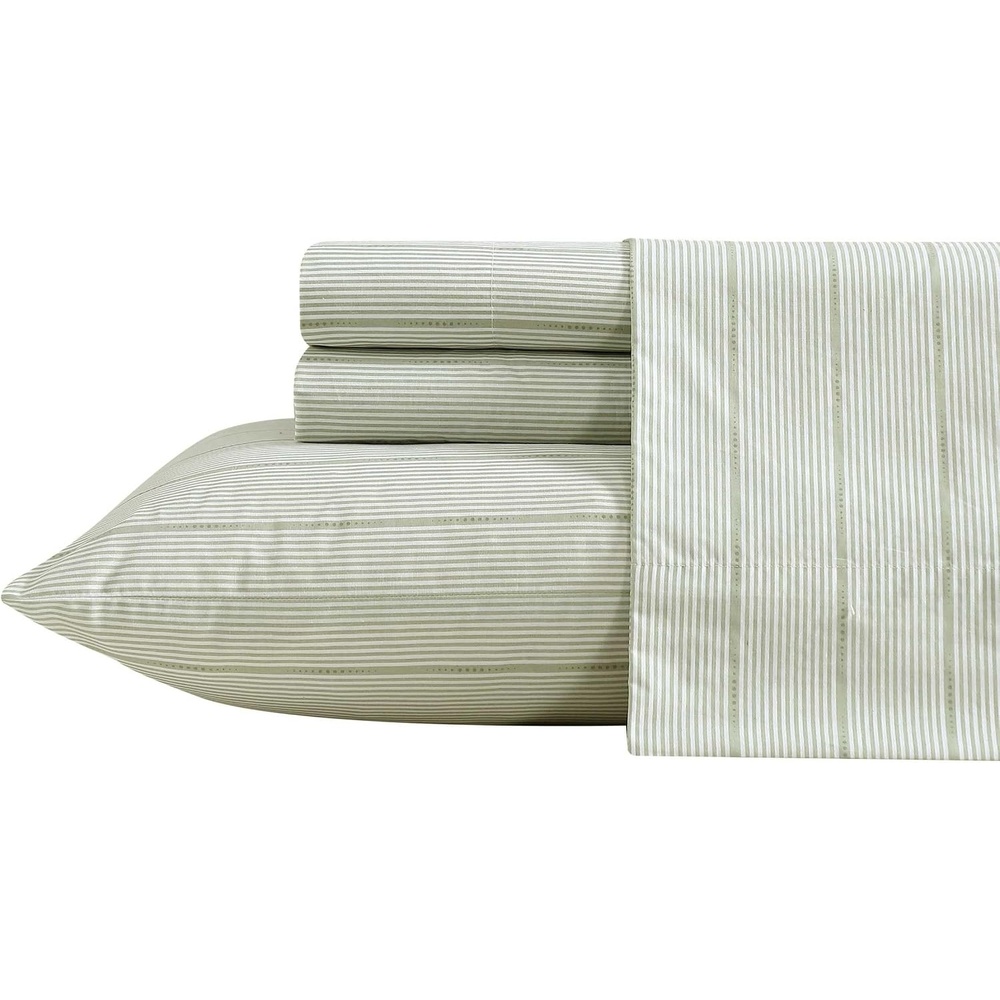 image:imageNautica Twin XL Size Sheets Set Crisp amp Tailored Floral Bedding with a Smooth Cotton Percale Bed Sheets with Matching Pillowcase amp Fitted Sheet Breezy Bloom BlueEllipse Stripe Green