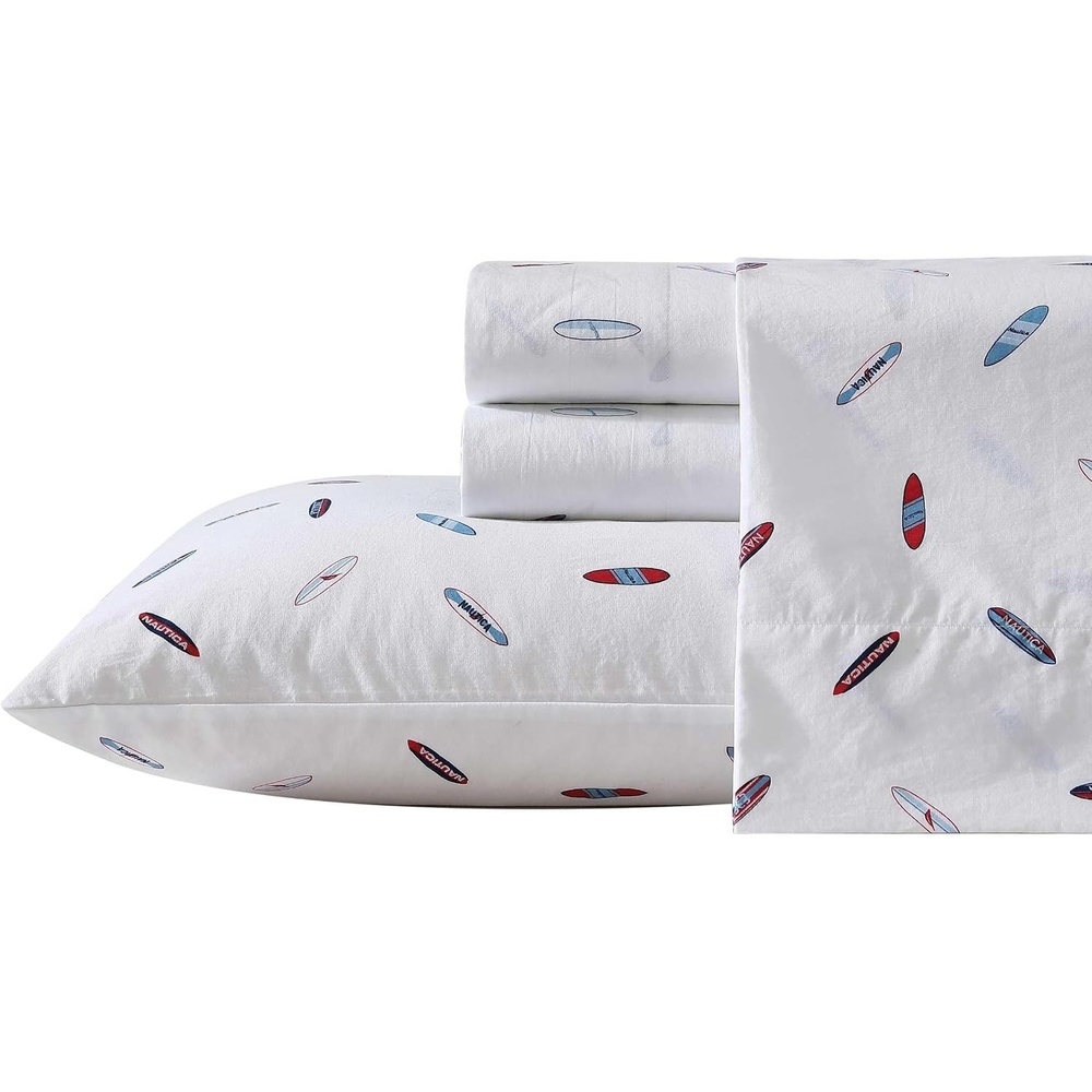 image:imageNautica Twin XL Size Sheets Set Crisp amp Tailored Floral Bedding with a Smooth Cotton Percale Bed Sheets with Matching Pillowcase amp Fitted Sheet Breezy Bloom BlueHigh Surf