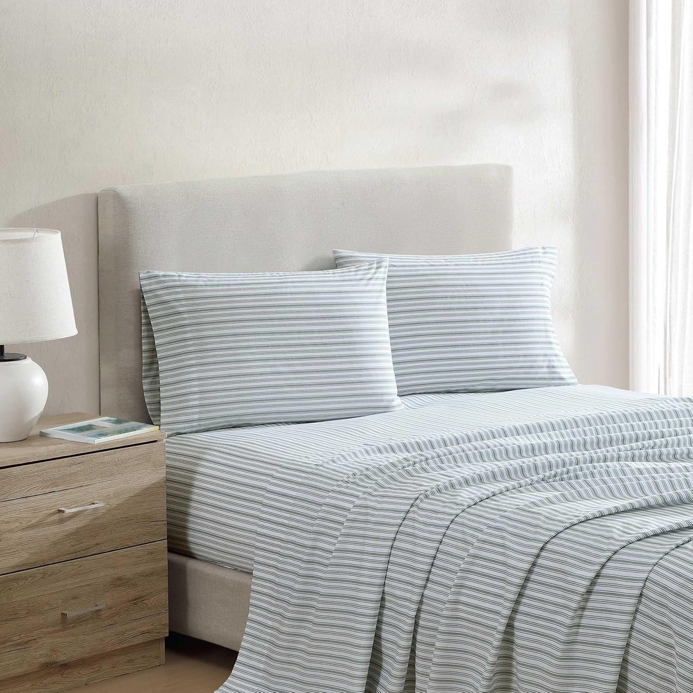 image:imageNautica Twin XL Size Sheets Set Crisp amp Tailored Floral Bedding with a Smooth Cotton Percale Bed Sheets with Matching Pillowcase amp Fitted Sheet Breezy Bloom BlueColeridge Stripe Green