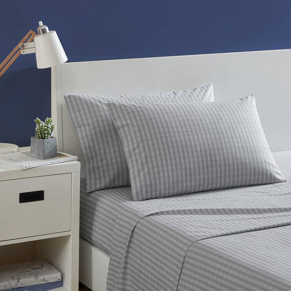 image:imageNautica  Twin XL Size Sheets Set Crisp amp Tailored Floral Bedding with a Smooth Cotton Percale Bed Sheets with Matching Pillowcase amp Fitted Sheet Breezy Bloom BlueMichael Plaid