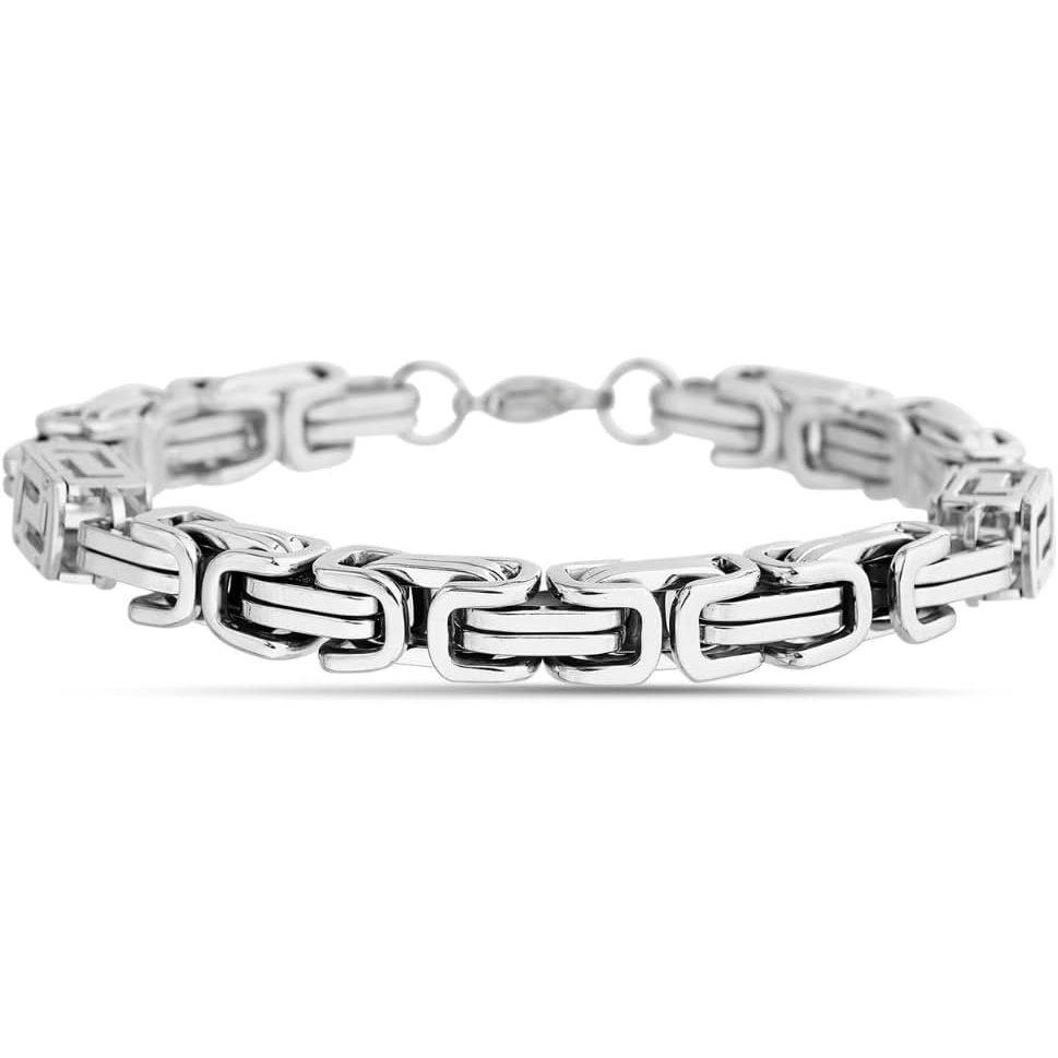 image:imageNautica 8 mm Byzantine Chain Bracelet for Men Stainless Steel 85 Inches