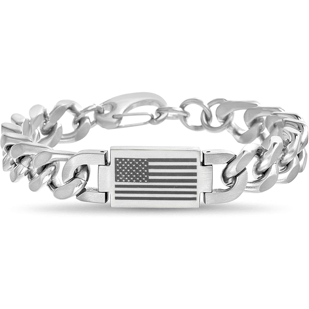 image:imageNautica American Flag Bracelet for Men Stainless Steel 8 Inches
