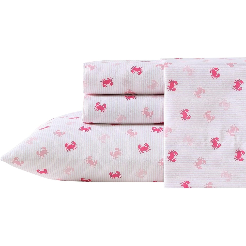 image:imageNautica Kids Twin XL Sheet Set UltraSoft Microfiber Bedding with Fully Elastic Fitted Sheet Coastal Kids Bed Set with Pillowcase Easy Care Bedding Caspian WhalesAxton Crab Pink