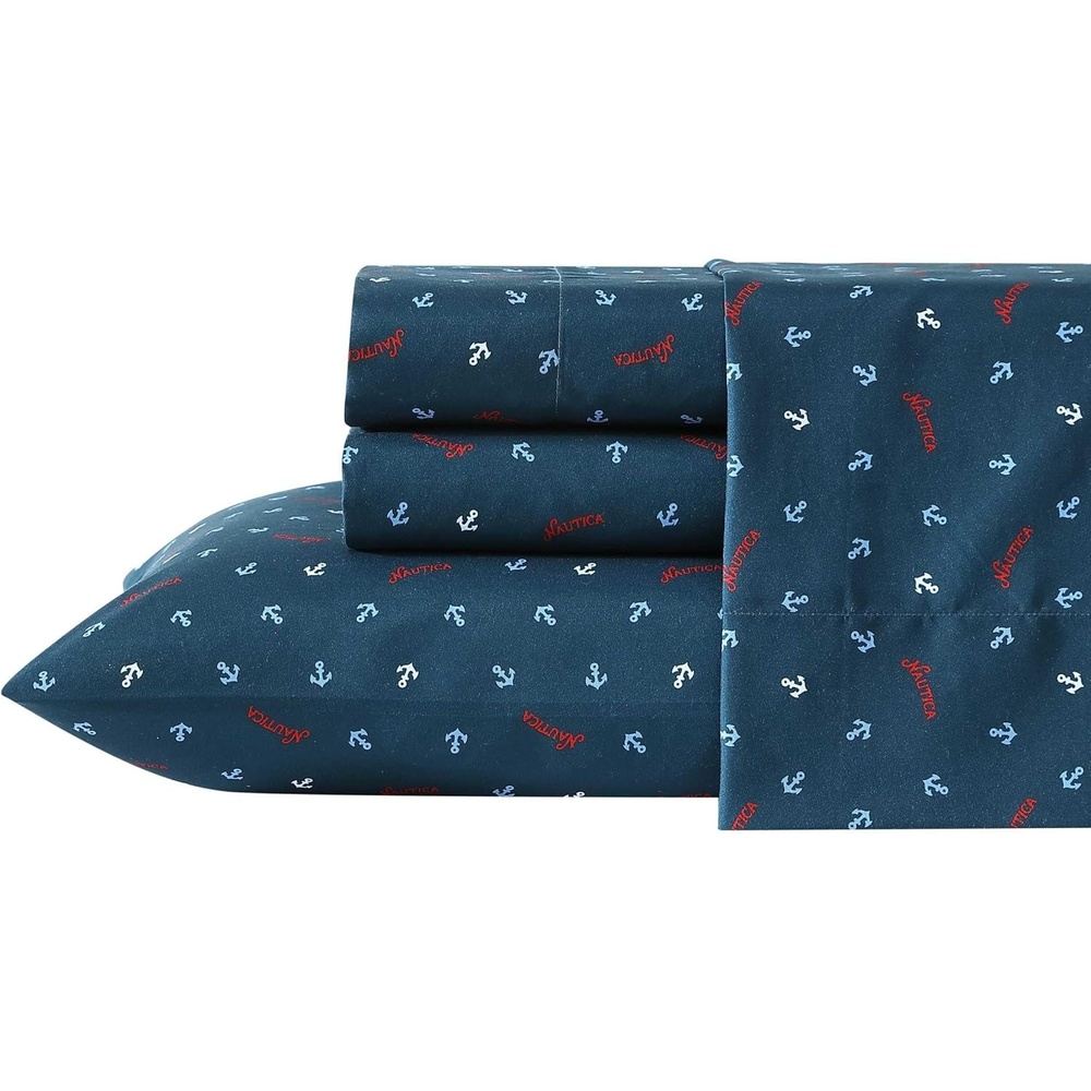 image:imageNautica Kids  Twin XL Sheet Set UltraSoft Microfiber Bedding with Fully Elastic Fitted Sheet Coastal Kids Bed Set with Pillowcase Easy Care Bedding Caspian WhalesJonesy Navy