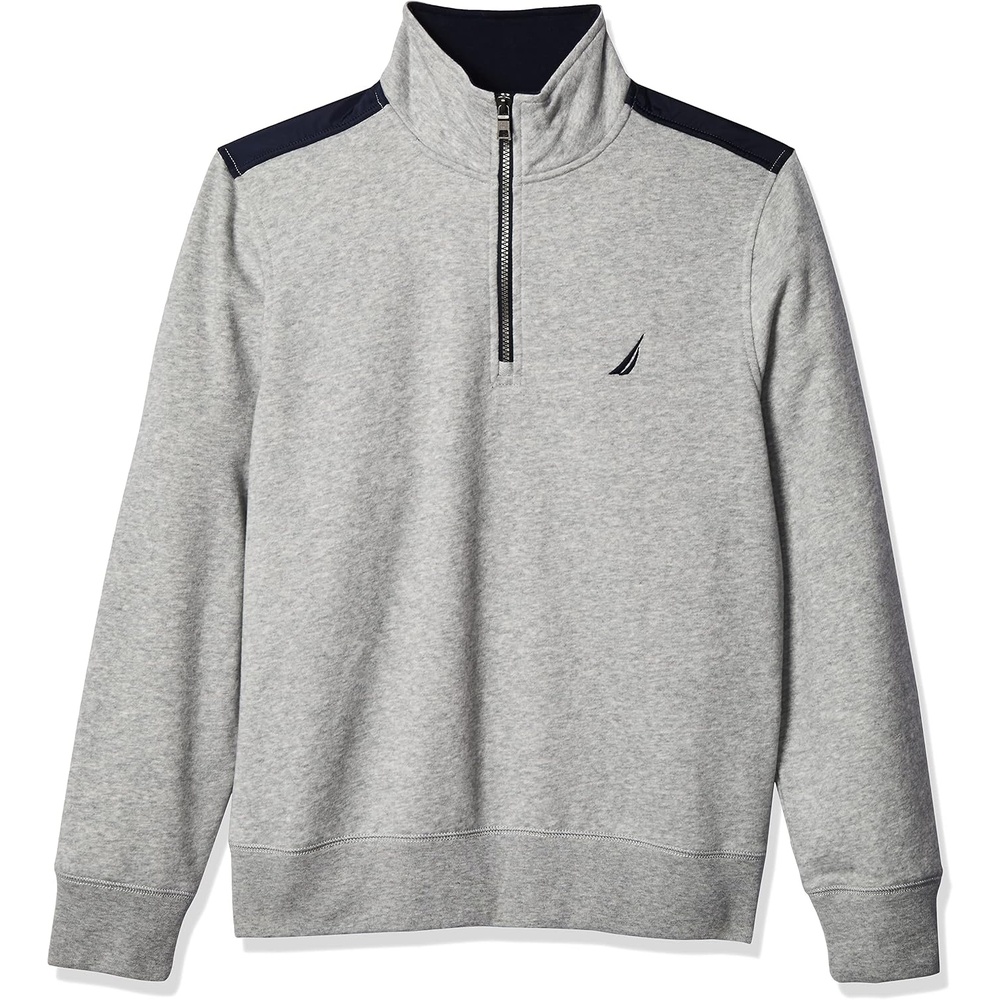 image:imageNautica Mens 14 Zip Pieced Fleece SweatshirtGrey Heather