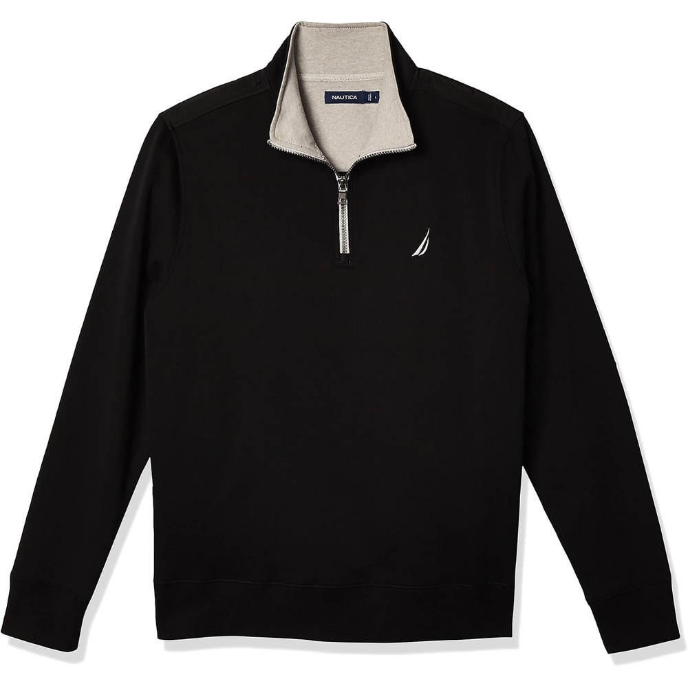 image:imageNautica Mens 14 Zip Pieced Fleece SweatshirtTrue Black