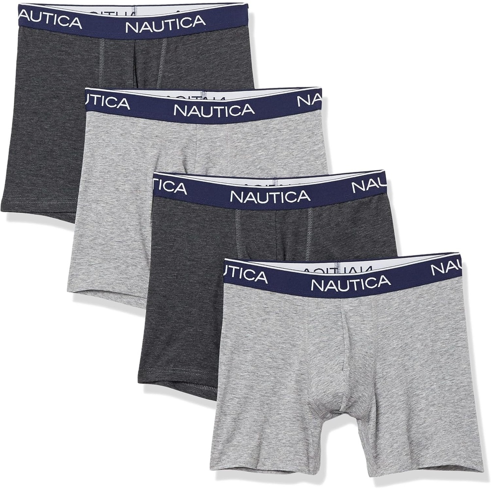 image:imageNautica Mens 4 Pack Heather Stretch Boxer Briefs2 Black HeatherCharcoal HeatherLight Grey Heather