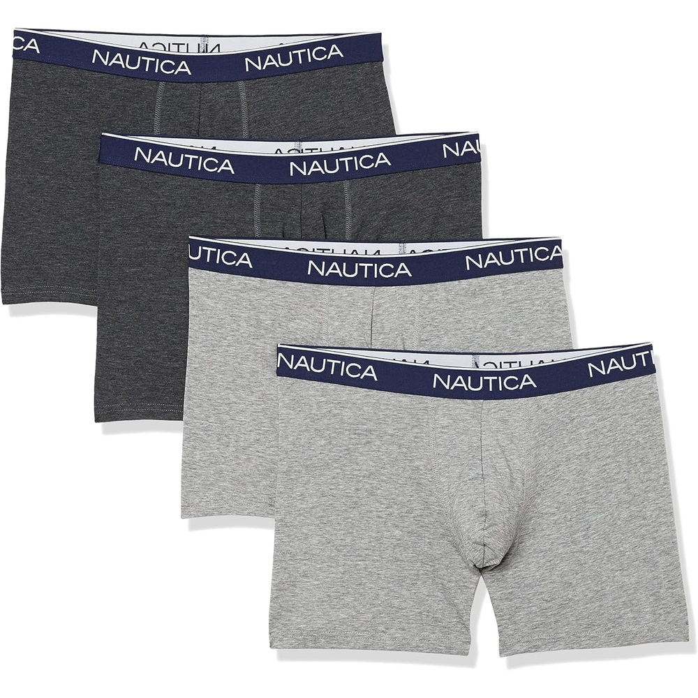 image:imageNautica Mens 4 Pack Heather Stretch Boxer Briefs2 Charcoal Heather2 Light Grey Heather