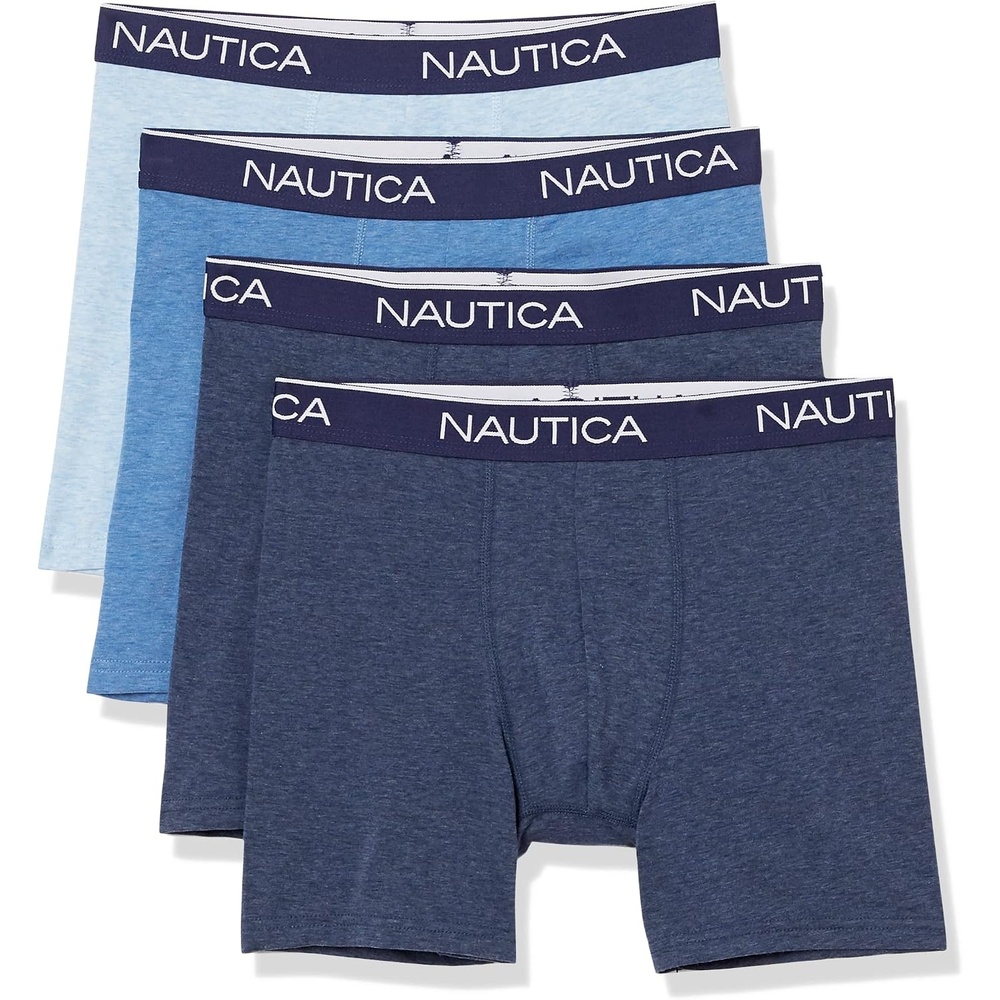 image:imageNautica Mens 4 Pack Heather Stretch Boxer Briefs2 Peacoat HeatherDutch HeatherSea Mist Heather