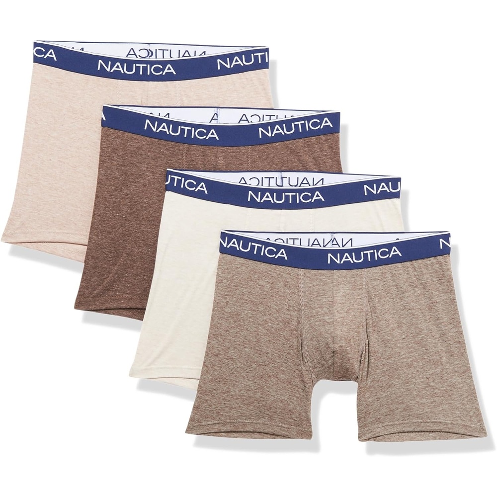 image:imageNautica Mens 4 Pack Heather Stretch Boxer BriefsEspressoCoffeeTanOatmeal Heather
