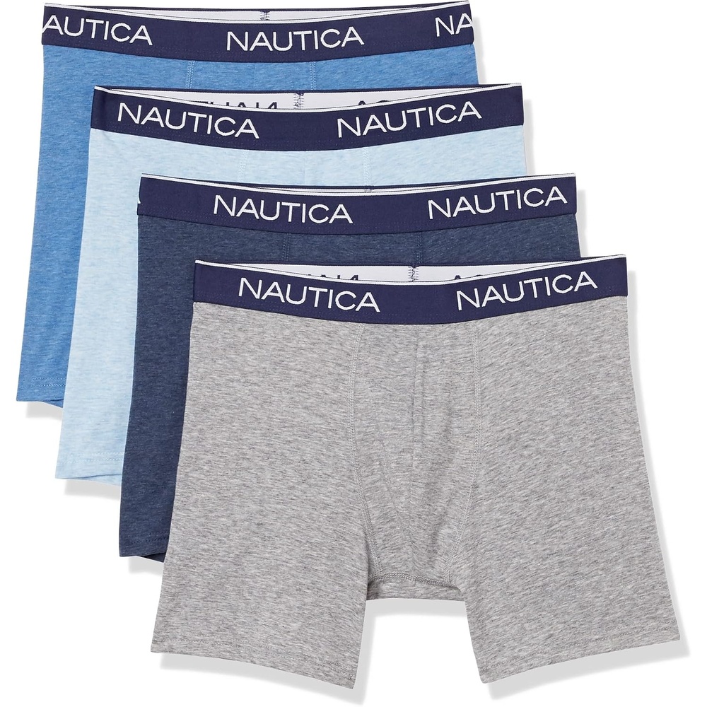 image:imageNautica Mens 4 Pack Heather Stretch Boxer BriefsLight Grey HeatherSea Mist HeatherDutch HeatherPeacoat Heather