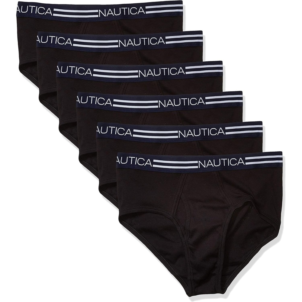 image:imageNautica Mens 6 Pack Classic Cotton Fly Front BriefsBlack 6 Pack