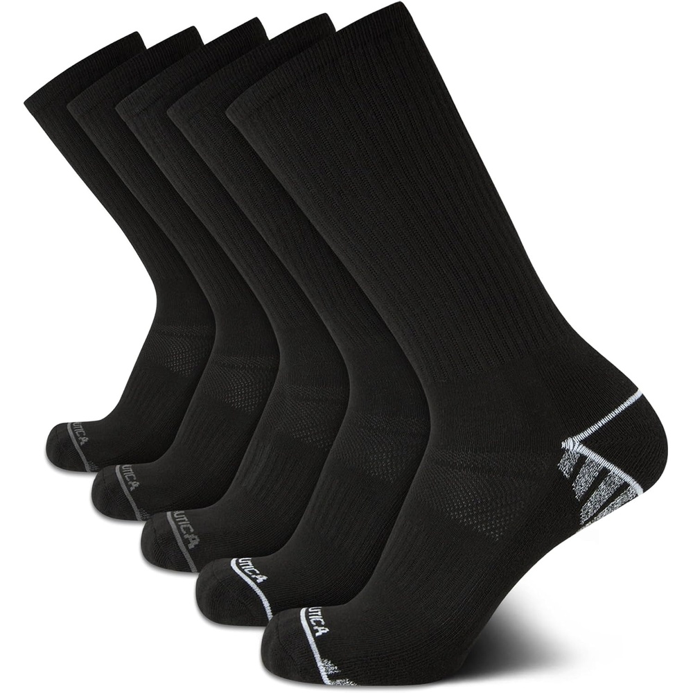 image:imageNautica Mens Athletic Crew Socks 5 Pack Moisture Wicking Cushioned Athletic Socks for Men with Reinforced Seams 6125Black