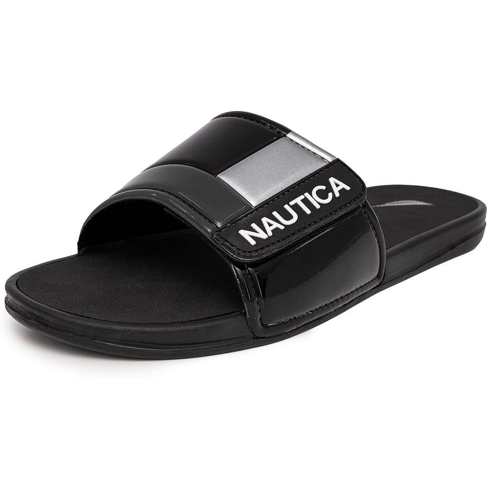 image:imageNautica Mens Athletic Slide Sandal Adjustable Straps Comfort SlipOnBlackSilver