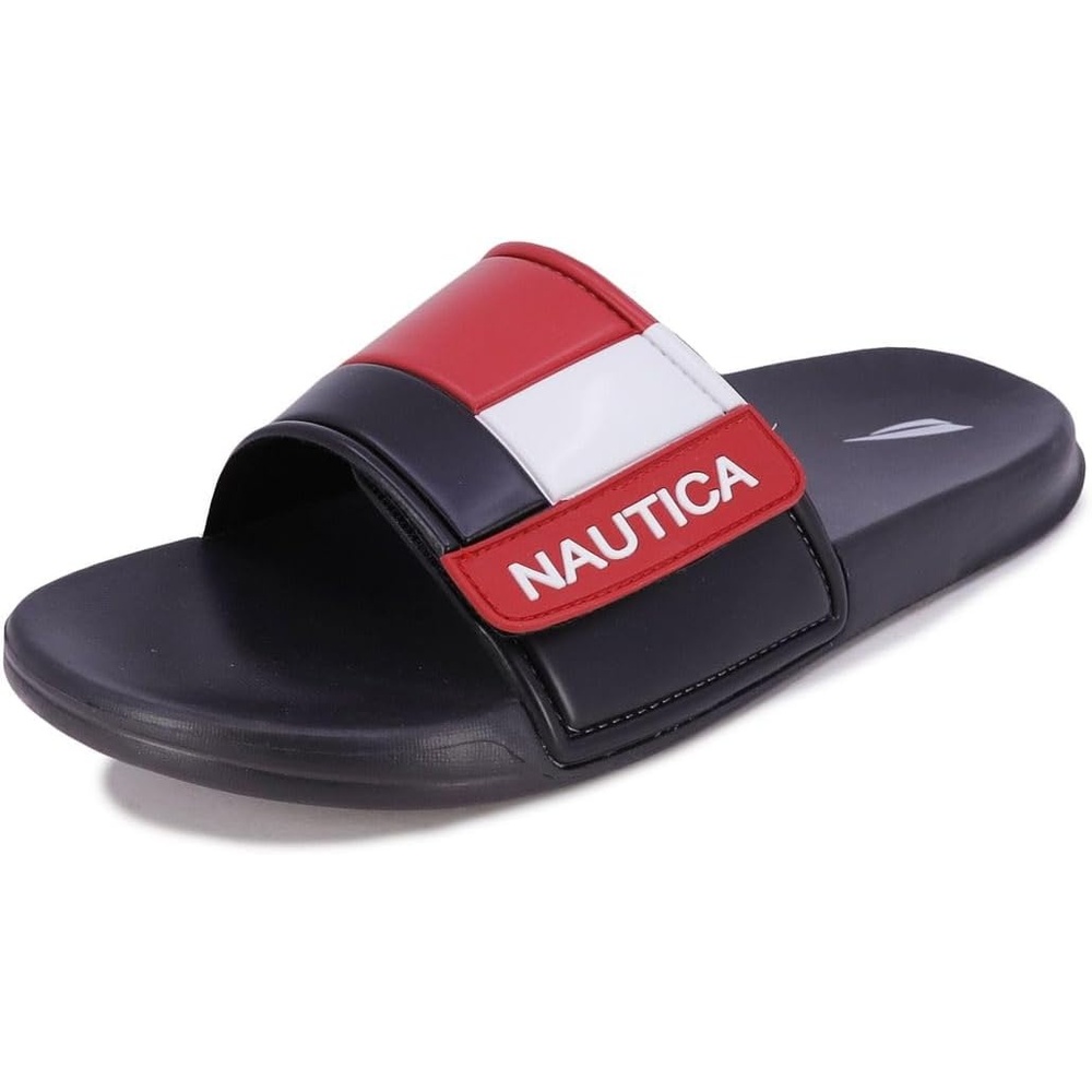image:imageNautica Mens Athletic Slide Sandal Adjustable Straps Comfort SlipOnBower 2blackWhiteRed