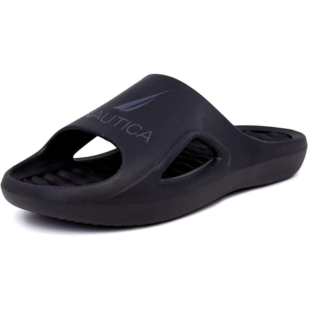 image:imageNautica Mens Athletic Slides Sport Shower Sandals for Indoor amp Outdoor Lightweight Durable and ComfortableBlack Charcoal