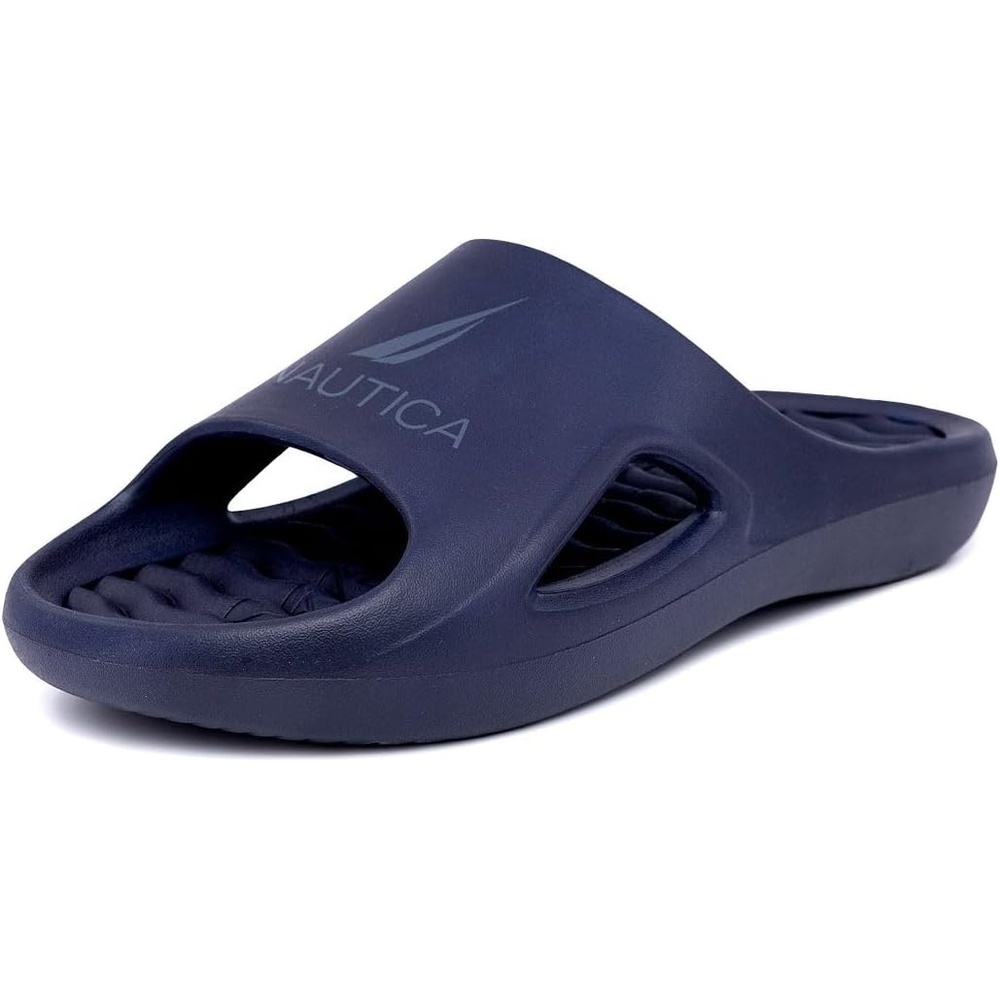 image:imageNautica Mens Athletic Slides Sport Shower Sandals for Indoor amp Outdoor Lightweight Durable and ComfortableNavy Charcoal
