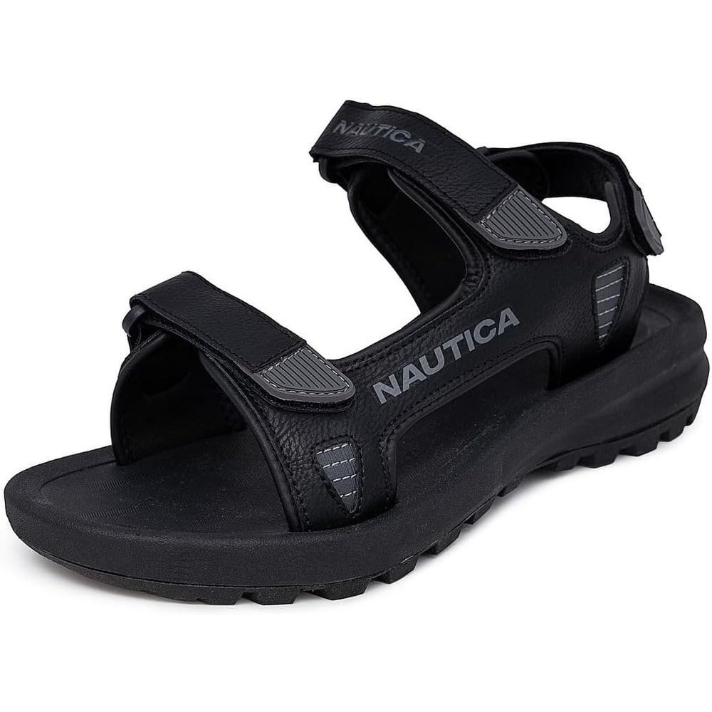 image:imageNautica Mens Athletic Sport Sandals Adjustable Strap Comfortable OpenToe Hiking amp Walking Sandals with Cushioned SoleBlack
