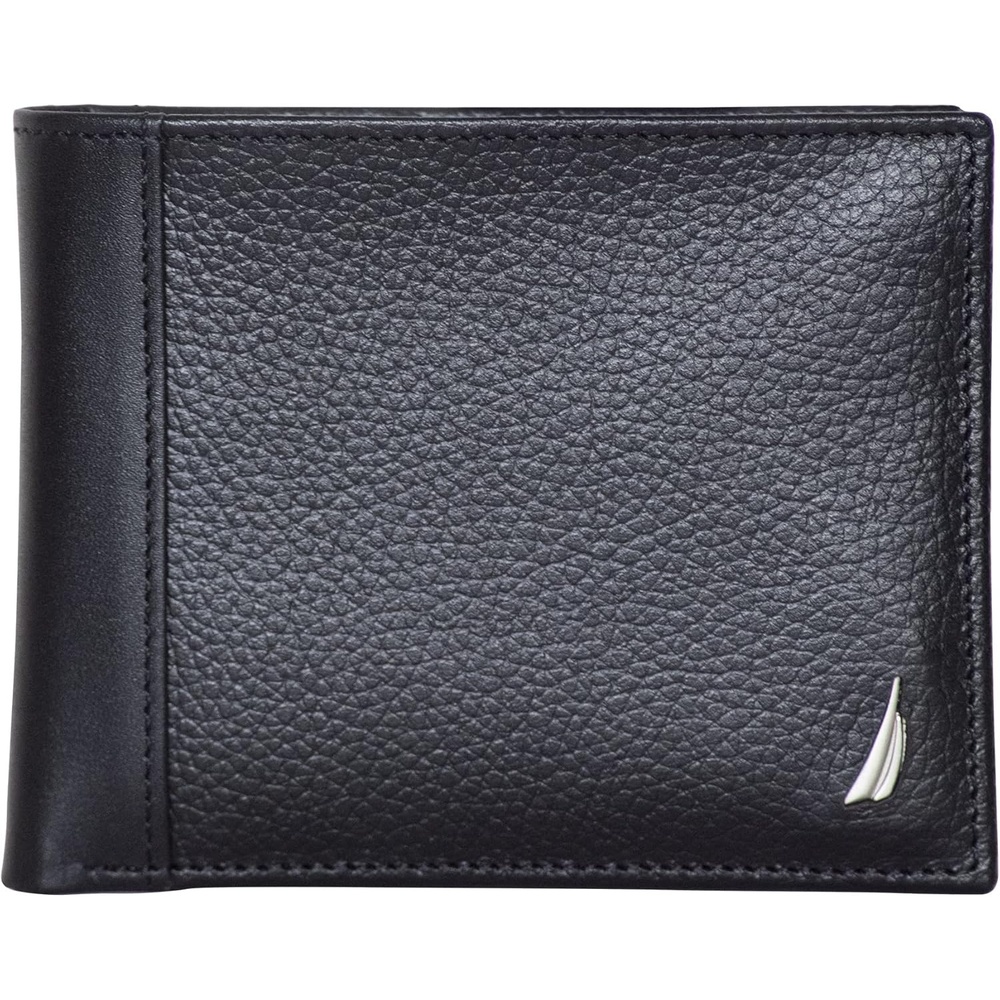 image:imageNautica Mens Bifold Leather Wallet RFID Blocking ID Window Card Slots Organization Durable StylishJClass Black