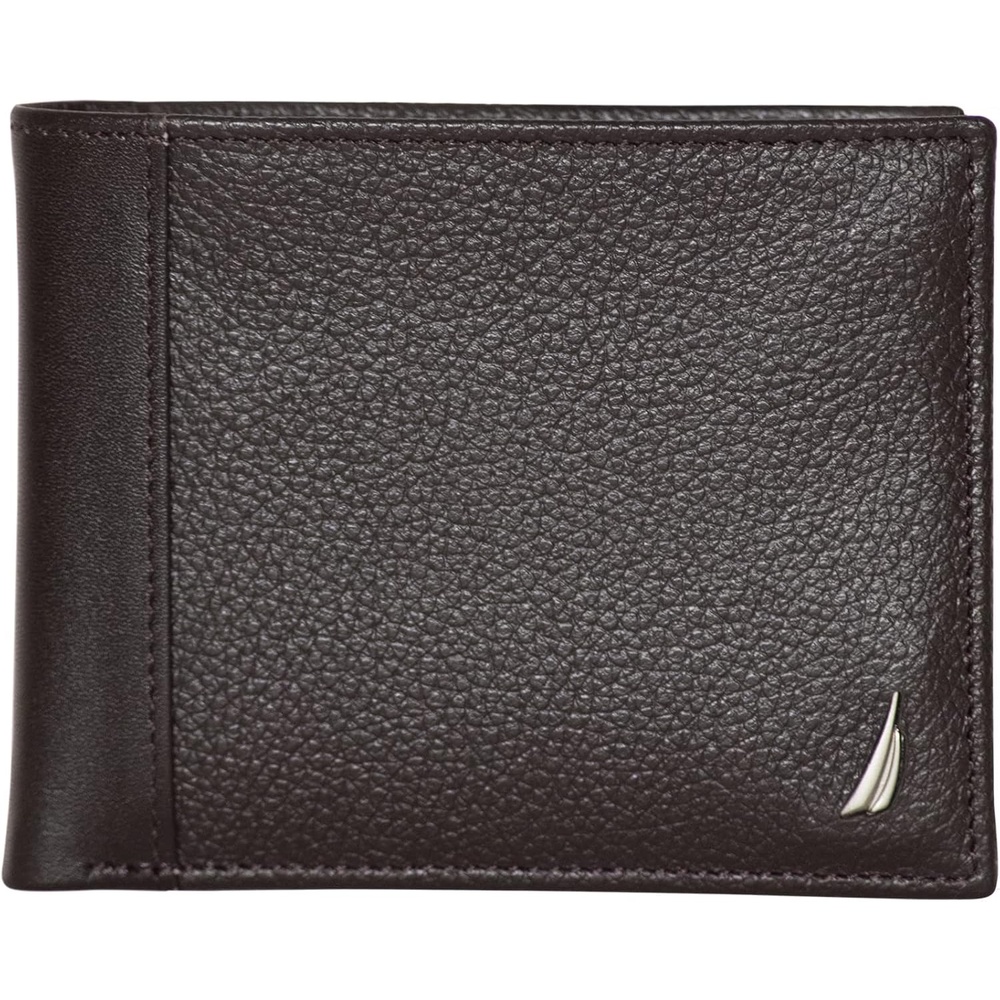 image:imageNautica Mens Bifold Leather Wallet RFID Blocking ID Window Card Slots Organization Durable StylishJClass Brown