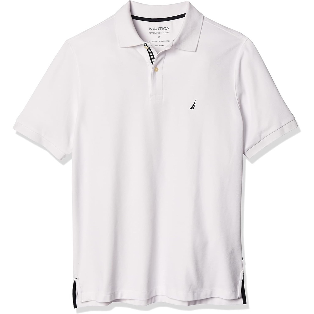 image:imageNautica Mens Big and Tall Classic Fit Short Sleeve Solid Performance Deck Polo ShirtBright White