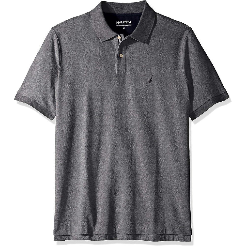 image:imageNautica Mens Big and Tall Classic Fit Short Sleeve Solid Performance Deck Polo ShirtCharcoal Heather