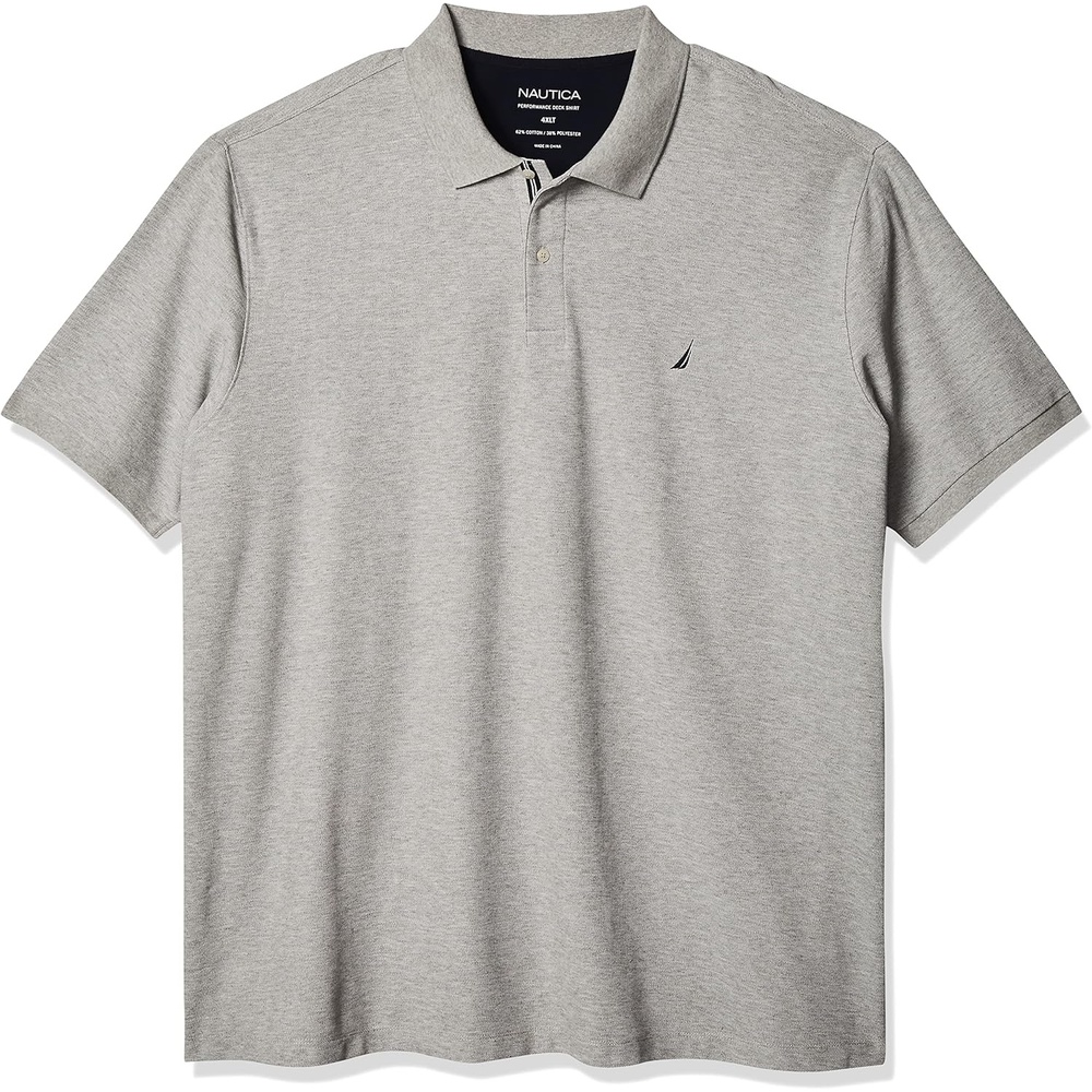 image:imageNautica Mens Big and Tall Classic Fit Short Sleeve Solid Performance Deck Polo ShirtGrey Heather