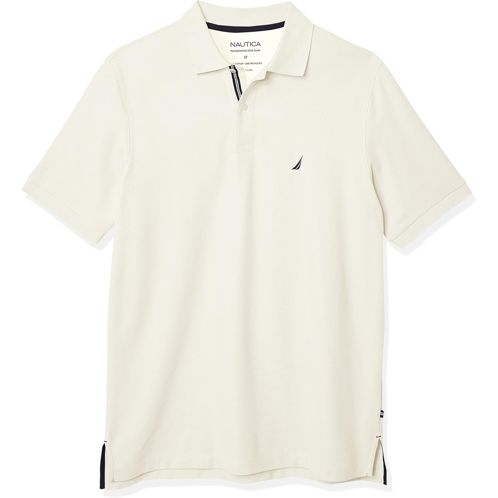 image:imageNautica Mens Big and Tall Classic Fit Short Sleeve Solid Performance Deck Polo ShirtSail Cream